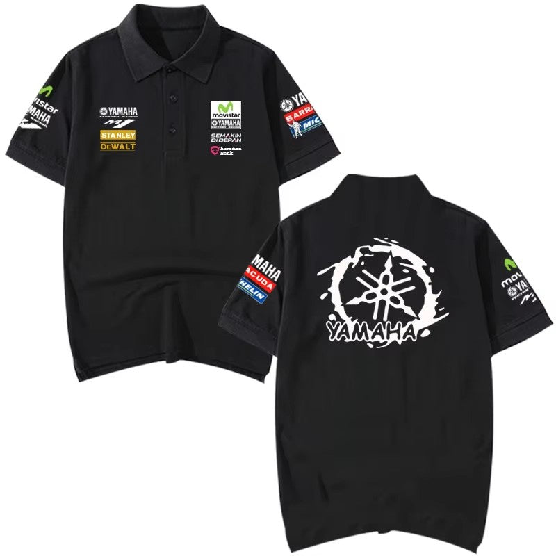 YAMAHA Yamaha MotoGP Factory Team Motocicleta Equitação Camisa POLO de algodão estampada masculina de manga curta