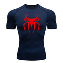 2025 camisa de alongamento masculina com estampa de aranha, camiseta de secagem