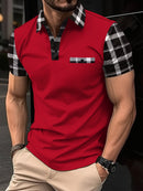 A nova camisa polo masculina de manga curta de verão 2025 apresenta uma estampa casual elegante e respirável com padrão listrado 3D