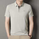 2025 camisa polo masculina de manga curta de marca de alta qualidade verão moda d-letra casual negócios gelo seda legal camiseta