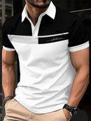 Camisa Polo Masculina de Verão 2026 com Estampa Listrada, Respirável, Leve, Casual e Elegante para Uso Externo