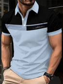 Camisa Polo Masculina de Verão 2026 com Estampa Listrada, Respirável, Leve, Casual e Elegante para Uso Externo