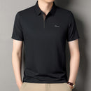 2025 camisa polo masculina de manga curta de marca de alta qualidade verão moda d-letra casual negócios gelo seda legal camiseta
