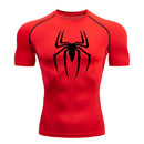 Camisa de alongamento masculina com estampa de aranha, camiseta de secagem