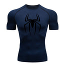 Camisa de alongamento masculina com estampa de aranha, camiseta de secagem