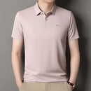 2025 camisa polo masculina de manga curta de marca de alta qualidade verão moda d-letra casual negócios gelo seda legal camiseta