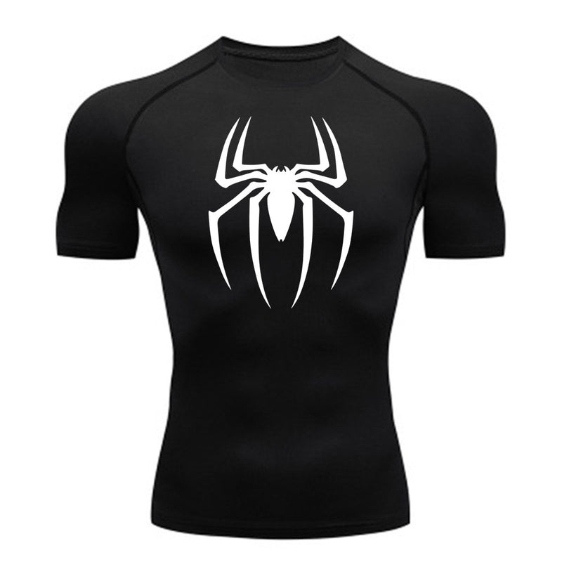 Camisa de alongamento masculina com estampa de aranha, camiseta de secagem