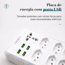 Extensão tomada,Extensão elétrica,Tomada usb,Filtro de linha de tomada,Regua tomadas de energia,Extensao eletrica,110-220V,10A