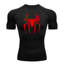 2025 camisa de alongamento masculina com estampa de aranha, camiseta de secagem