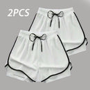 2Pc/Lot Summer Men Running Shorts Fitness Gym Training 2 in 1 Sports Shorts Quick Dry WorkoutJogging Double Deck Shorts