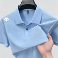 Camisa Polo Masculina de Verão 2026, Luxo Leve, Manga Curta, Bordada, Casual de Negócios