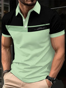 Camisa Polo Masculina de Verão 2026 com Estampa Listrada, Respirável, Leve, Casual e Elegante para Uso Externo