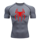 Camisa de alongamento masculina com estampa de aranha, camiseta de secagem
