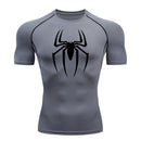 2025 camisa de alongamento masculina com estampa de aranha, camiseta de secagem