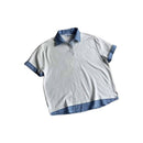 Camisa Polo Estilo Americano Retrô de Manga Curta para Homens, Camiseta de Verão com Gola Reversível e Estampa Xadrez, Efeito de Duas Peças