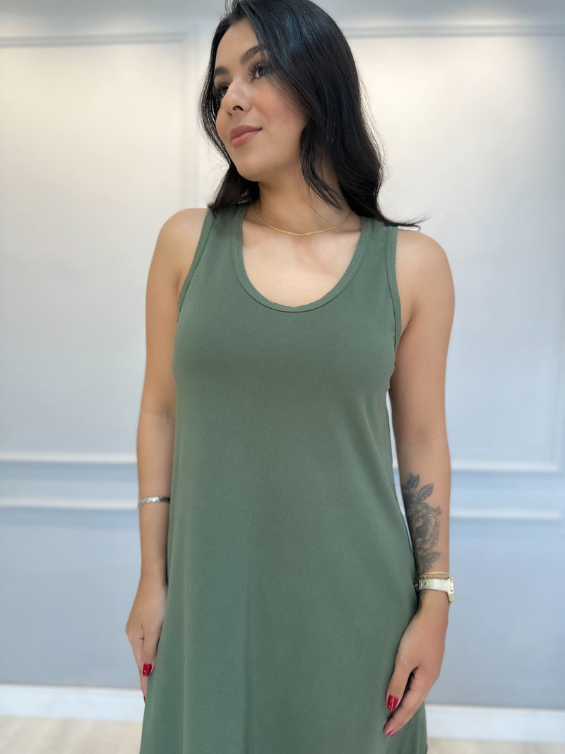 Vestido Regata Curto Estonado 100% algodão