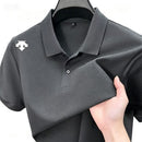 Camisa Polo Masculina de Verão 2026, Luxo Leve, Manga Curta, Bordada, Casual de Negócios
