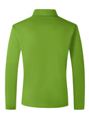 Camiseta masculina de manga comprida, cor sólida de negócios de meia-idade, roupas de primavera e outono do pai, camisa polo de gola confortável