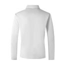 Camiseta masculina de manga comprida, cor sólida de negócios de meia-idade, roupas de primavera e outono do pai, camisa polo de gola confortável