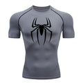 Camisa de alongamento masculina com estampa de aranha, camiseta de secagem