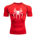 2025 camisa de alongamento masculina com estampa de aranha, camiseta de secagem
