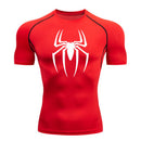 2025 camisa de alongamento masculina com estampa de aranha, camiseta de secagem