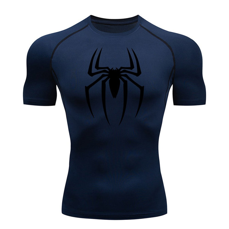 2025 camisa de alongamento masculina com estampa de aranha, camiseta de secagem