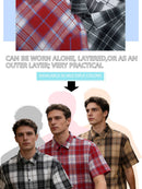 Camisa xadrez masculina casual estilo universitário de manga curta, adequada para uso no campus na primavera e no outono e para viagens diárias