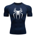 2025 camisa de alongamento masculina com estampa de aranha, camiseta de secagem