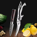 Laser damasco faca de cozinha cutelo carne frutas pão faca churrasco desossa fa