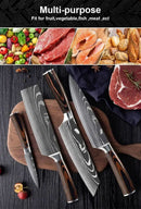 Laser damasco faca de cozinha cutelo carne frutas pão faca churrasco desossa fa