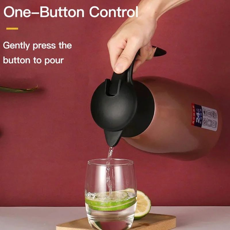 Garrafa térmica de café 2l, frascos de aço inoxidável, chaleira térmica de café