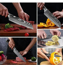 Laser damasco faca de cozinha cutelo carne frutas pão faca churrasco desossa fa