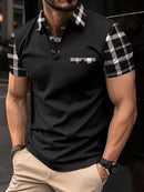 A nova camisa polo masculina de manga curta de verão 2025 apresenta uma estampa casual elegante e respirável com padrão listrado 3D