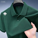 Camisa Polo Masculina de Verão 2026, Luxo Leve, Manga Curta, Bordada, Casual de Negócios