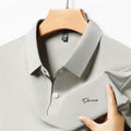 2025 camisa polo masculina de manga curta de marca de alta qualidade verão moda d-letra casual negócios gelo seda legal camiseta