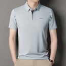 2025 camisa polo masculina de manga curta de marca de alta qualidade verão moda d-letra casual negócios gelo seda legal camiseta