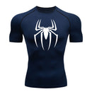 Camisa de alongamento masculina com estampa de aranha, camiseta de secagem