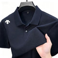 Camisa Polo Masculina de Verão 2026, Luxo Leve, Manga Curta, Bordada, Casual de Negócios