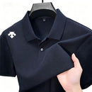 Camisa Polo Masculina de Verão 2026, Luxo Leve, Manga Curta, Bordada, Casual de Negócios