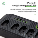 Extensão tomada,Extensão elétrica,Tomada usb,Filtro de linha de tomada,Regua tomadas de energia,Extensao eletrica,110-220V,10A