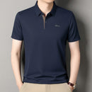 2025 camisa polo masculina de manga curta de marca de alta qualidade verão moda d-letra casual negócios gelo seda legal camiseta