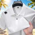 Camisa Polo Masculina de Verão 2026, Luxo Leve, Manga Curta, Bordada, Casual de Negócios