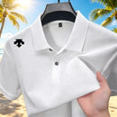 Camisa Polo Masculina de Verão 2026, Luxo Leve, Manga Curta, Bordada, Casual de Negócios