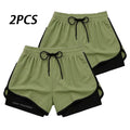2Pc/Lot Summer Men Running Shorts Fitness Gym Training 2 in 1 Sports Shorts Quick Dry WorkoutJogging Double Deck Shorts