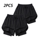 2Pc/Lot Summer Men Running Shorts Fitness Gym Training 2 in 1 Sports Shorts Quick Dry WorkoutJogging Double Deck Shorts