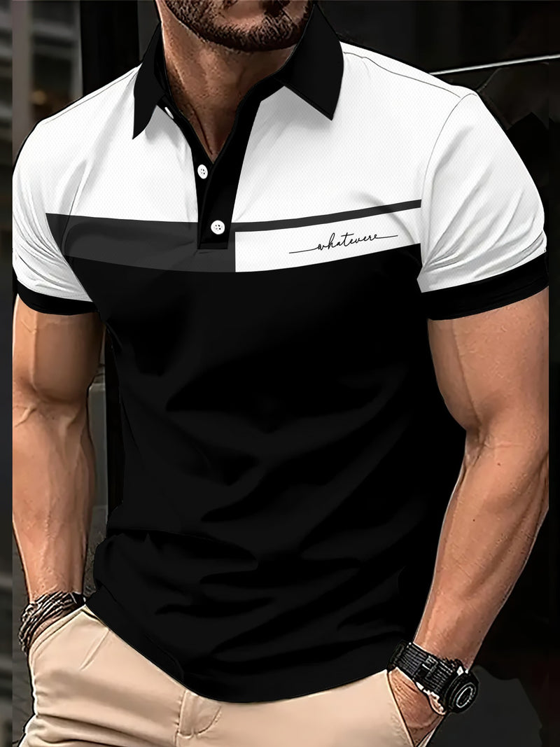 Camisa Polo Masculina de Verão 2026 com Estampa Listrada, Respirável, Leve, Casual e Elegante para Uso Externo