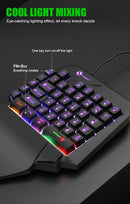 35 teclas com uma mão mini teclado para jogos usb ultra-fino com fio backlight