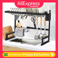 Escorredor de Louça Aço Inox Organizador Suspenso Modular Suporte de Pia Armário Prato Talher Utensílio Parede Cozinha Compacta