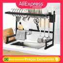 Escorredor de Louça Aço Inox Organizador Suspenso Modular Suporte de Pia Armário Prato Talher Utensílio Parede Cozinha Compacta